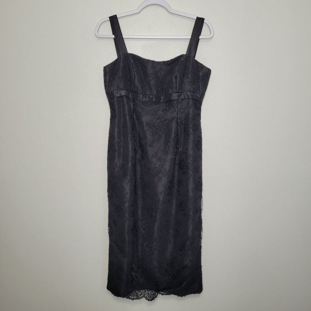 Jade Couture black lace midi classic party formal zip dress size 8